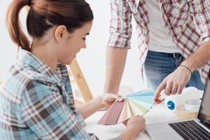 Couple choosing paint colors